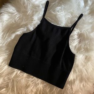 Black Ribbed Crop Top